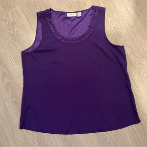 NWOT Chico’s Round Pleated Neckline Sleeveless Tank Shell Top Large/Chico’s 2